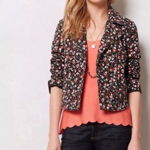 NWT Anthropologie Hei Hei Tinsley Floral Cropped Moto Jacket